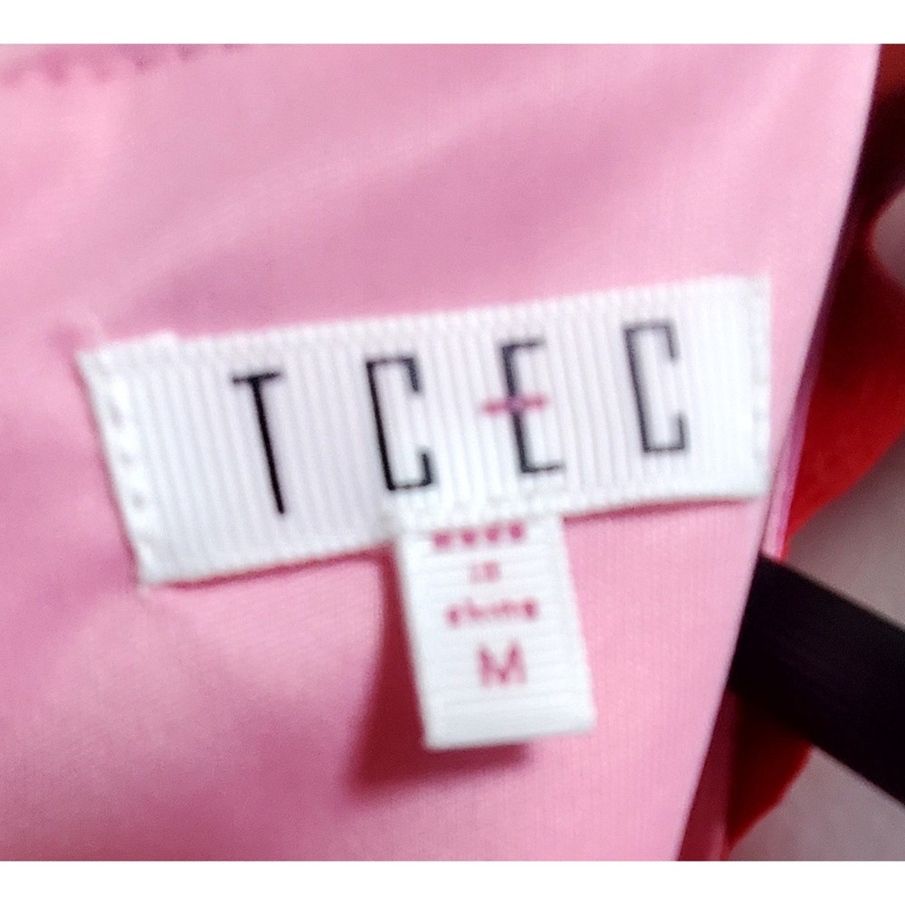 TCEC Dress M Sheath Hamptons M Violet & Red Floral Bric A Brac Trim Pockets Zip - Picture 10 of 10